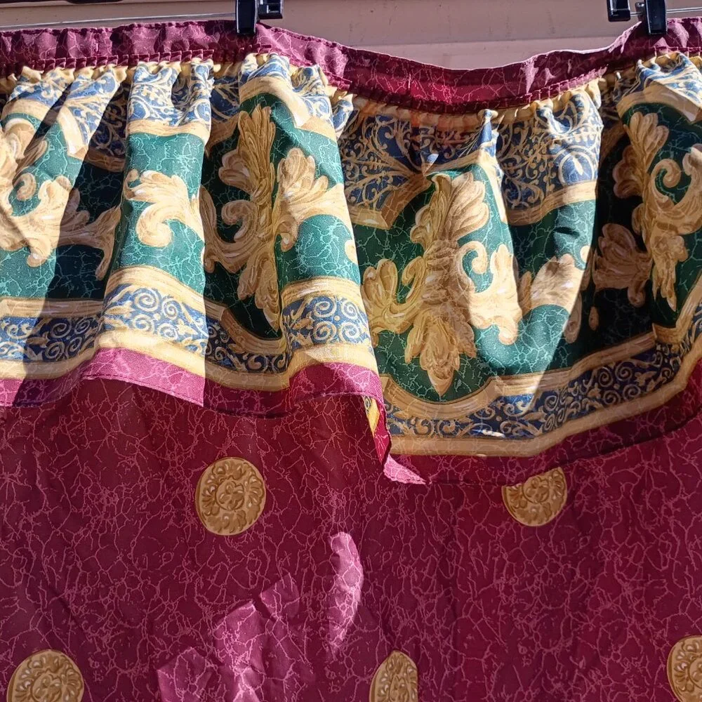 Vintage Springs Shower Curtain Maroon Gold Medallion 90s Art Deco Made in USA